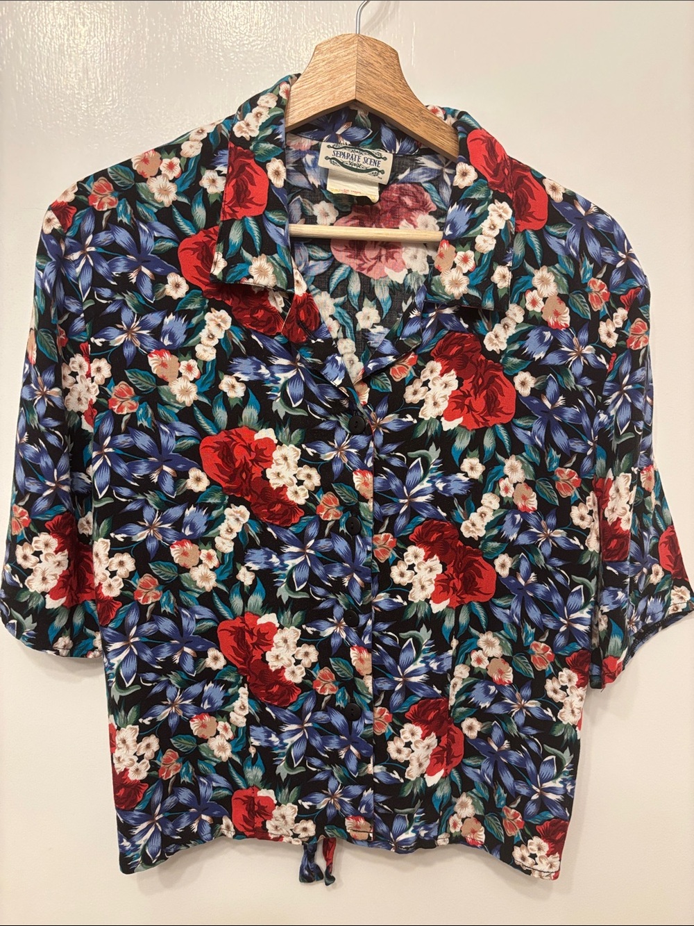 Vintage Separate Scene Floral Crop Blouse EUC